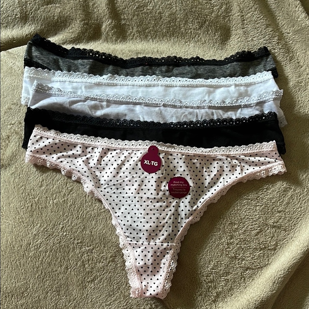 Black and White Lace Trim Panties Collection